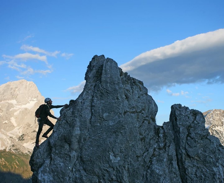 Klettern am Klettersteig bei der Hofp&uuml;rglh&uuml;tte