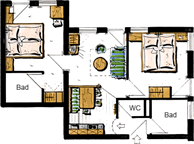 Appartement für 4 bis 6 Personen